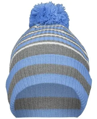 Holloway 223815 8 1/2" Spirit Pom Beanie in Columbia blue/ heather grey/ white