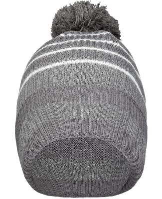 Holloway 223815 8 1/2" Spirit Pom Beanie in Graphite/ heather grey/ white