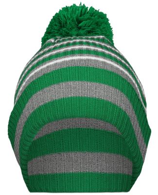 Holloway 223815 8 1/2" Spirit Pom Beanie in Kelly/ heather grey/ white