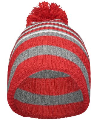 Holloway 223815 8 1/2" Spirit Pom Beanie in Red/ heather grey/ white