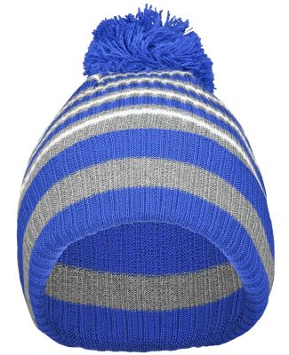 Holloway 223815 8 1/2" Spirit Pom Beanie in Royal/ heather grey/ white