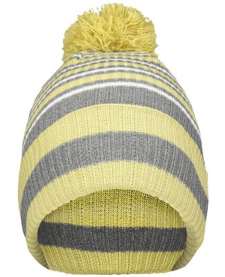 Holloway 223815 8 1/2" Spirit Pom Beanie in Vegas gold/ heather grey/ white