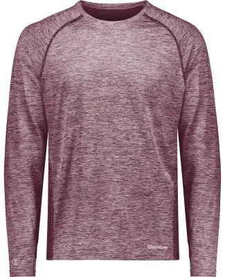 Holloway 222570 Electrify CoolCore® Long Sleeve T in Maroon heather