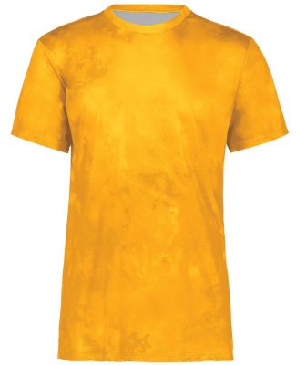 Holloway 222696 Youth Cotton-Touch Cloud T-Shirt in Gold cloud print
