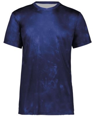 Holloway 222696 Youth Cotton-Touch Cloud T-Shirt in Navy cloud print