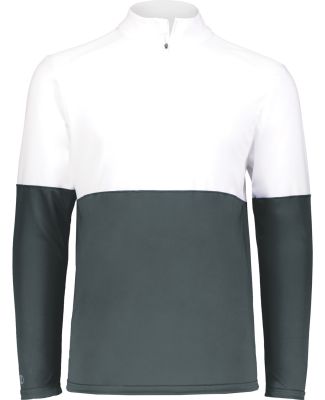 Holloway 223500 Momentum Team Quarter-Zip Pullover in Iron/ white