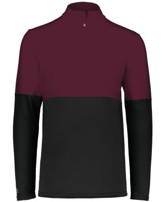 Holloway 223500 Momentum Team Quarter-Zip Pullover in Black/ maroon