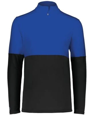 Holloway 223500 Momentum Team Quarter-Zip Pullover in Black/ royal