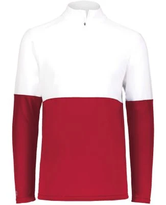 Holloway 223600 Youth Momentum Team Quarter-Zip Pu in Scarlet/ white