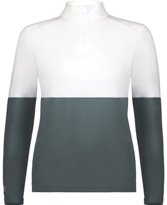 Holloway 223700 Women's Momentum Team Quarter-Zip  in Iron/ white