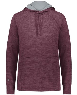 Holloway 223780 Women's All-Pro Performance Fleece in Maroon heather/ silver
