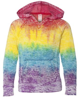 MV Sport W1162Y Girls’ Courtney Burnout V-Notch  in Rainbow stripe