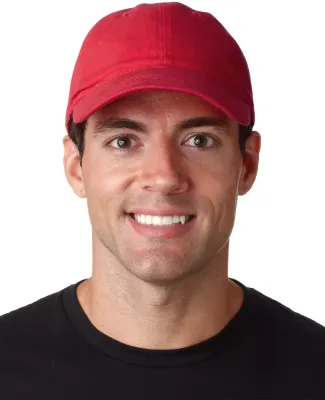UltraClub 8111 Brushed Twill Unconstructed Dad Hat in Red
