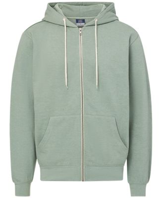 MV Sport 2349 Retro Heather Full-Zip Hooded Sweats in Greenstone