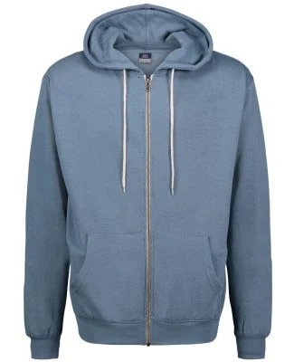 MV Sport 2349 Retro Heather Full-Zip Hooded Sweats in Light denim heather