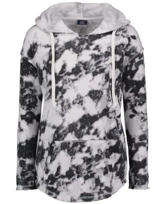 MV Sport W17122 Women's Angel Terry Nora Pullover in Greyscale tie dye