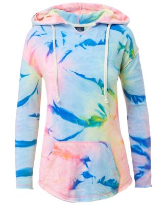 MV Sport W17122 Women's Angel Terry Nora Pullover in Neon tie dye