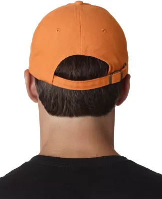 UltraClub 8112 Brushed Twill Sandwich Dad Hat in Tangerine/ navy