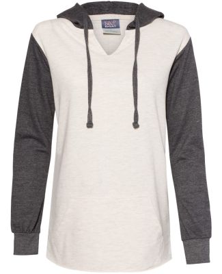 MV Sport W20145 Women’s French Terry Hooded Pull in Charcoal/ oatmeal