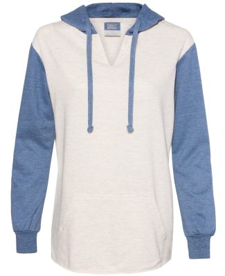 MV Sport W20145 Women’s French Terry Hooded Pull in Stonewash/ oatmeal