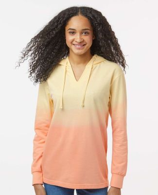 MV Sport W20185 Women's French Terry Ombré Hooded in Sunray/ creamsicle