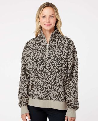 MV Sport W22713 Women's Sueded Fleece Quarter-Zip  in Atmosphere/ black leopard