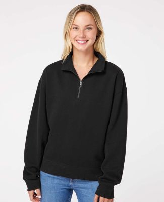 MV Sport W22713 Women's Sueded Fleece Quarter-Zip  in Black