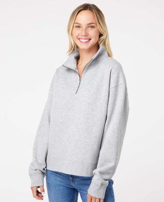MV Sport W22713 Women's Sueded Fleece Quarter-Zip  in Heather grey
