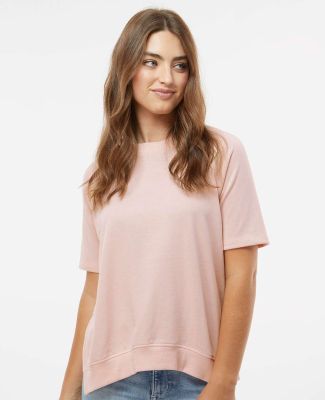 MV Sport W23711 Women's French Terry Short Sleeve  in Cameo pink