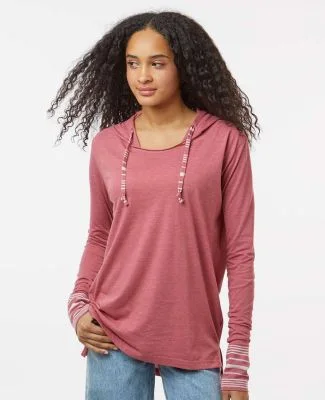 MV Sport W19439 Women's Heathered Jersey Hooded Tu in Dusty rose