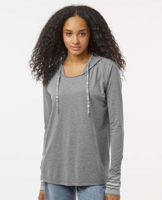 MV Sport W19439 Women's Heathered Jersey Hooded Tu in Graphite