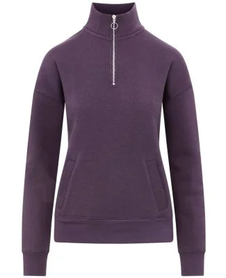 MV Sport W20189 Women's Cloud Fleece Quarter-Zip S in Eggplant