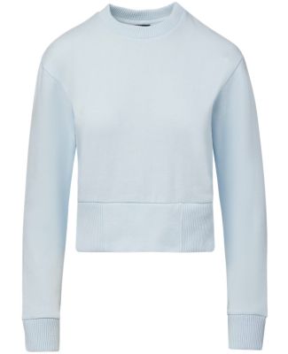MV Sport W22106 Women's Romi Cloud Fleece Crop Cre in Arctic blue