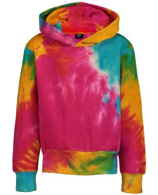 MV Sport 128Y Youth Classic Fleece Tie-Dyed Hooded in Rainbow