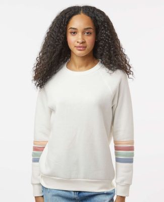 MV Sport W23152 Women's Striped Sleeves Crewneck S in Ivory