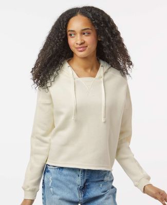 MV Sport W23101 Women's Angel Fleece Crop Hooded S in Ecru