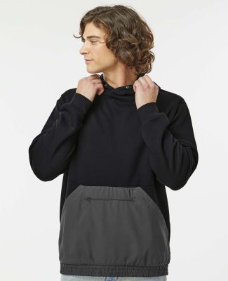 MV Sport 23112 Mixed Media Hooded Sweatshirt in Black/ charcoal