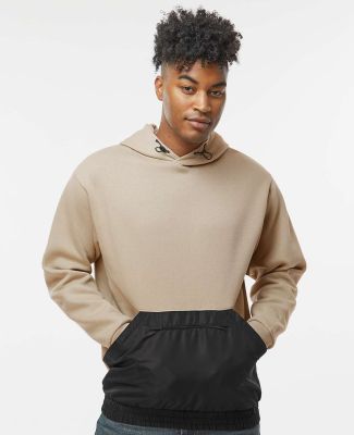 MV Sport 23112 Mixed Media Hooded Sweatshirt in Atmosphere/ black