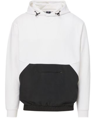 MV Sport 23112 Mixed Media Hooded Sweatshirt in White/ black