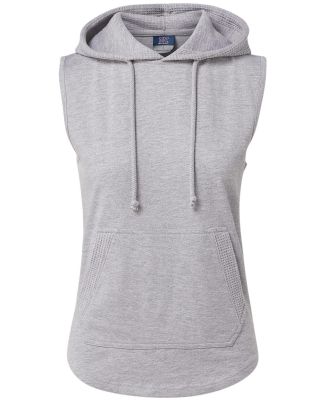 MV Sport W24131 Women's Kinsley Sleeveless Hooded  in Heather grey