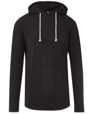 MV Sport 24401 Miles Slub Hooded Long Sleeve T-Shi in Black