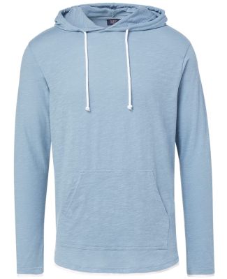 MV Sport 24401 Miles Slub Hooded Long Sleeve T-Shi in Light denim heather