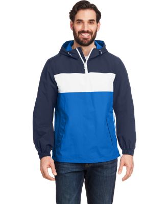 Nautica N17174 Windward Anorak Hooded Quarter-Zip  in Navy/ white/ royal