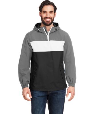 Nautica N17174 Windward Anorak Hooded Quarter-Zip  in Graphite/ white/ black