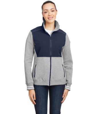 Nautica N17387 Women's Navigator Fleece Full-Zip J in Oxford heather/ navy