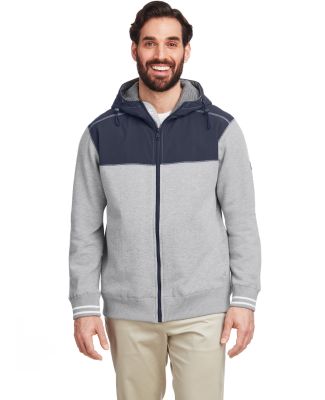 Nautica N17582 Navigator Fleece Hooded Full-Zip Ja in Oxford heather/ navy