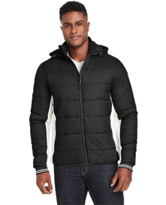Nautica N17186 l Mile Hooded Puffer Jacket in Black/ antique white