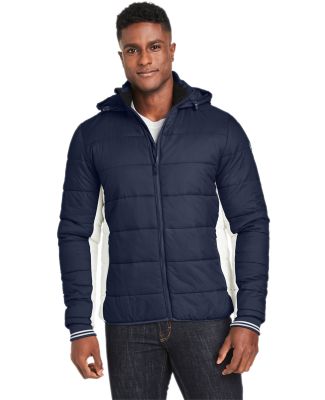 Nautica N17186 l Mile Hooded Puffer Jacket in Navy/ antique white