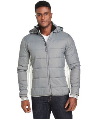 Nautica N17186 l Mile Hooded Puffer Jacket in Graphite/ antique white