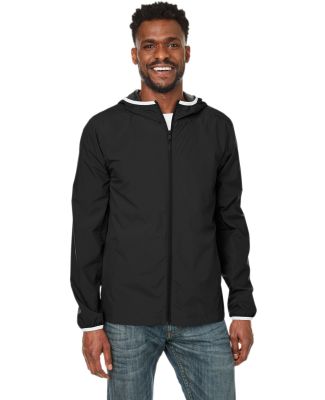 Nautica N17926 Stillwater Hooded Windbreaker in Black